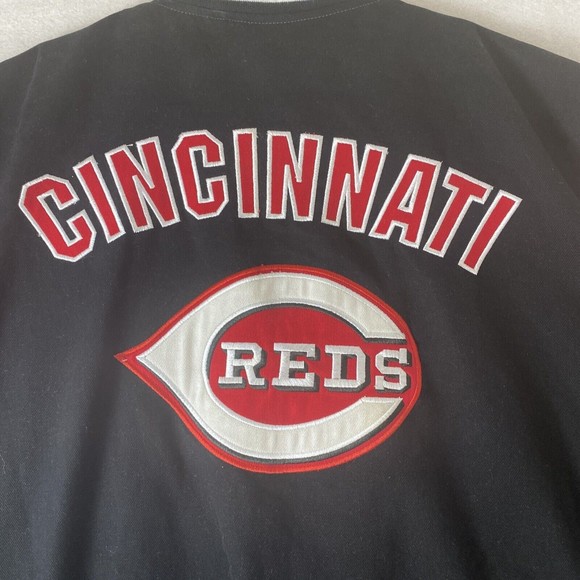 Vintage JH Design Cincinnati Reds  MLB Heavy Cotton Twill Jacket 3XL EUC BLACK - Picture 13 of 16